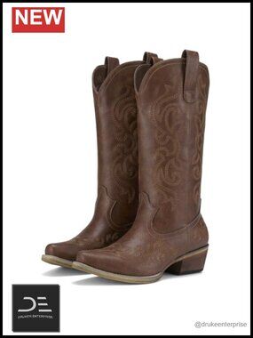 Women's Cowboy Boots Snip Toe Mid-Calf Embroidered Synthetic